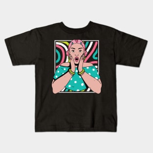 Chisme Queen Pop Art Portrait of Young Woman Gossip Vibe Kids T-Shirt